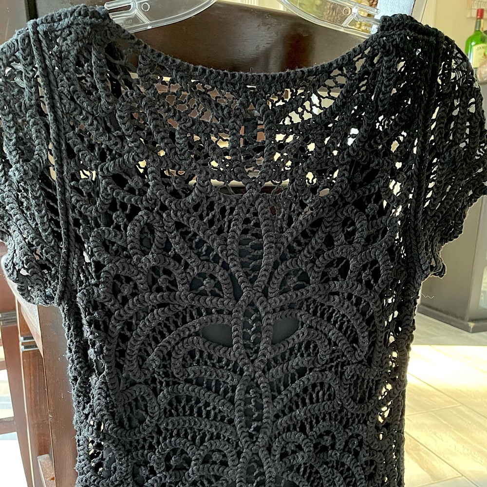 BCBG Black Crochet Mini Slip dress
